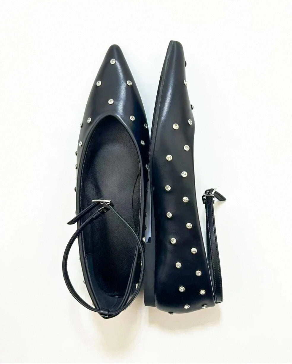 Studded Point Toe Ballet Flats