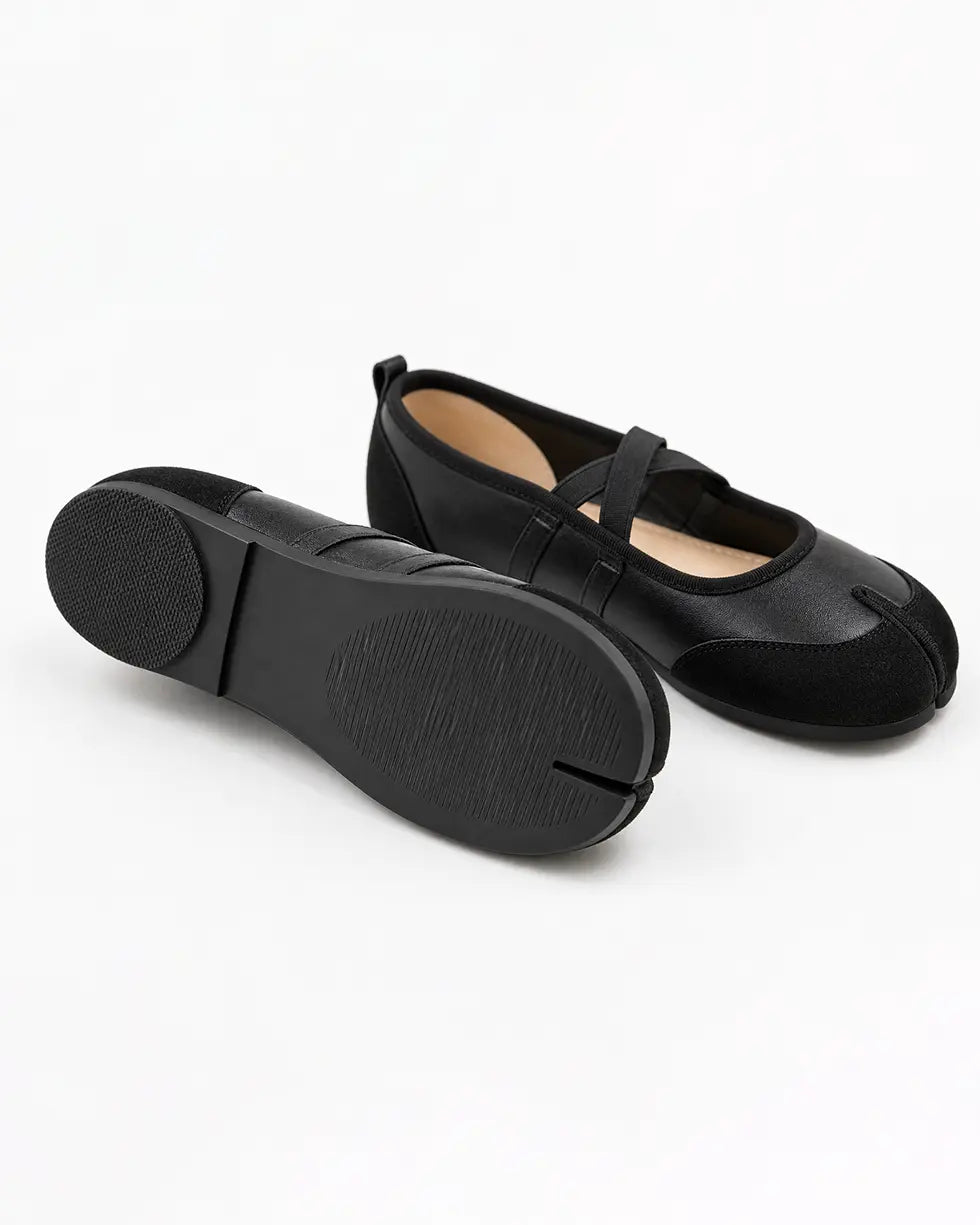 Shoezea Split-Toe Tabi Ballet Sneakers with Crisscross Straps