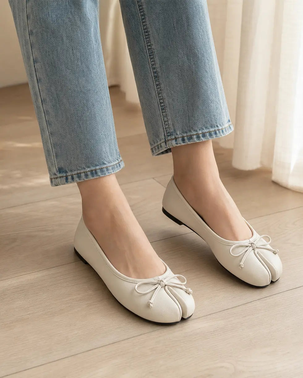 Shoezea Women’s Split-Toe Tabi Ballet Flats with Elegant Bow Detail
