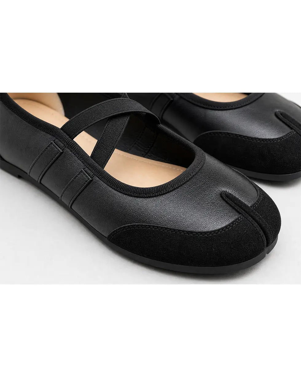 Shoezea Split-Toe Tabi Ballet Sneakers with Crisscross Straps