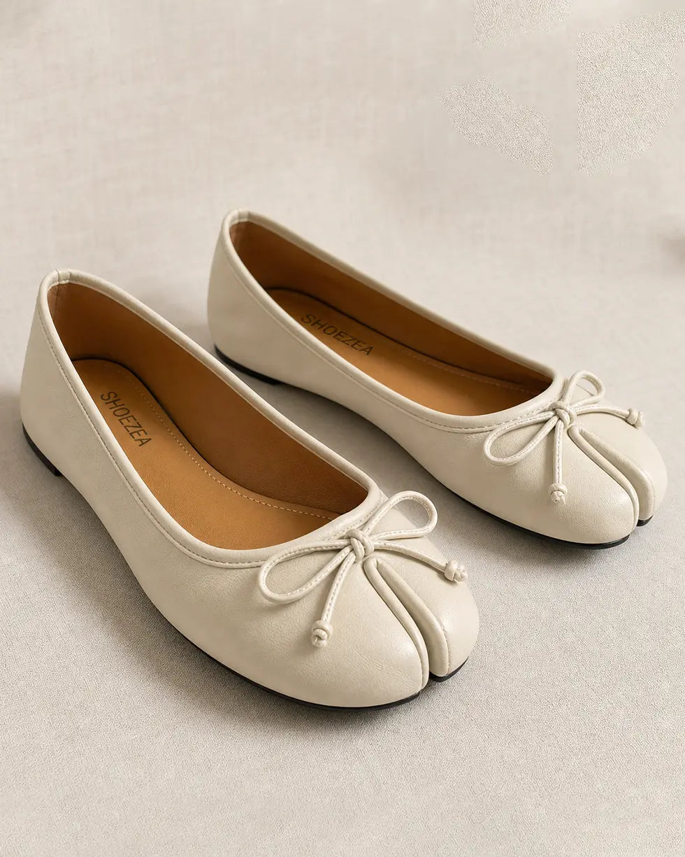 Shoezea Women’s Split-Toe Tabi Ballet Flats with Elegant Bow Detail