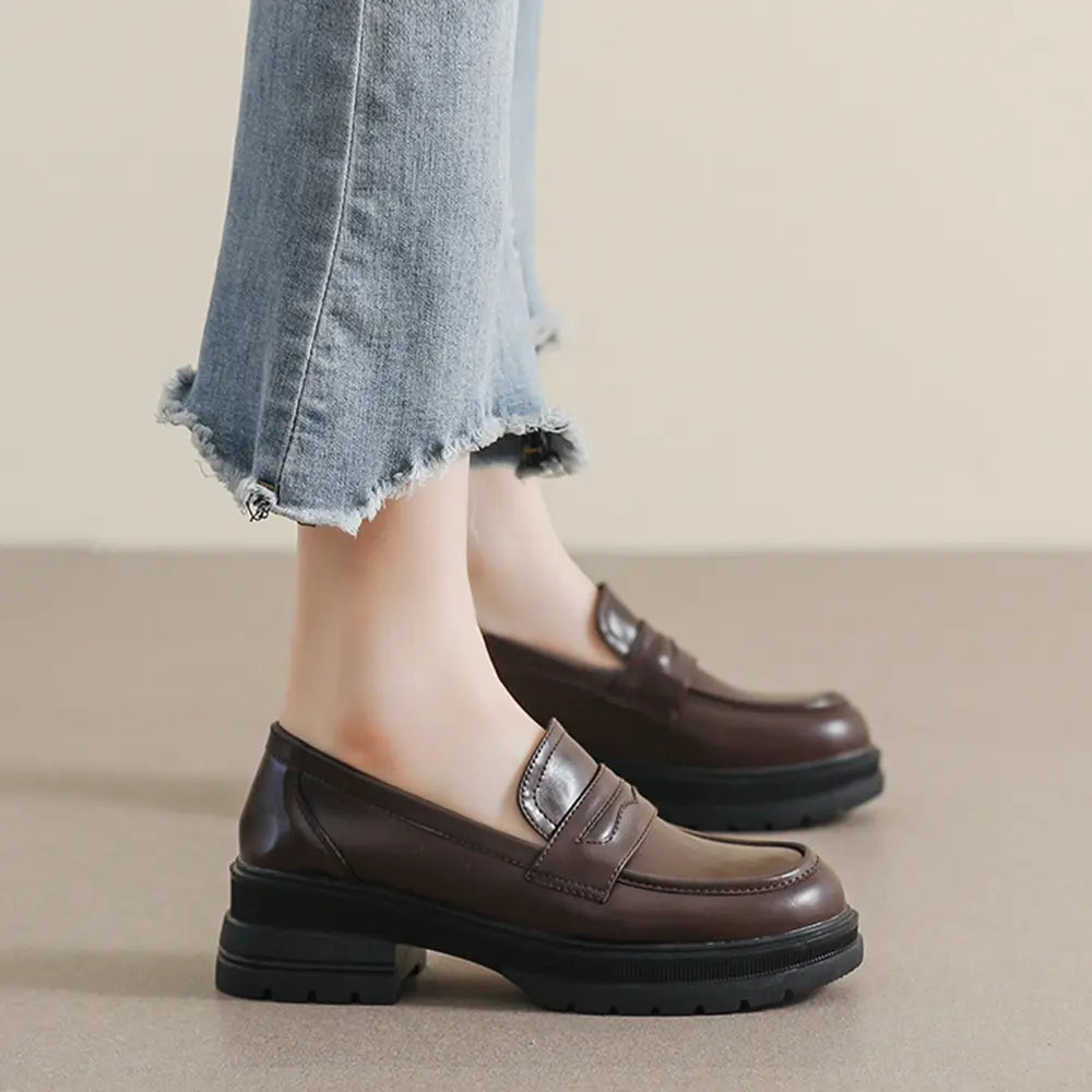 Shoezea Vintage Inspired Loafers – Soft Sole Block Heel Shoes for Women