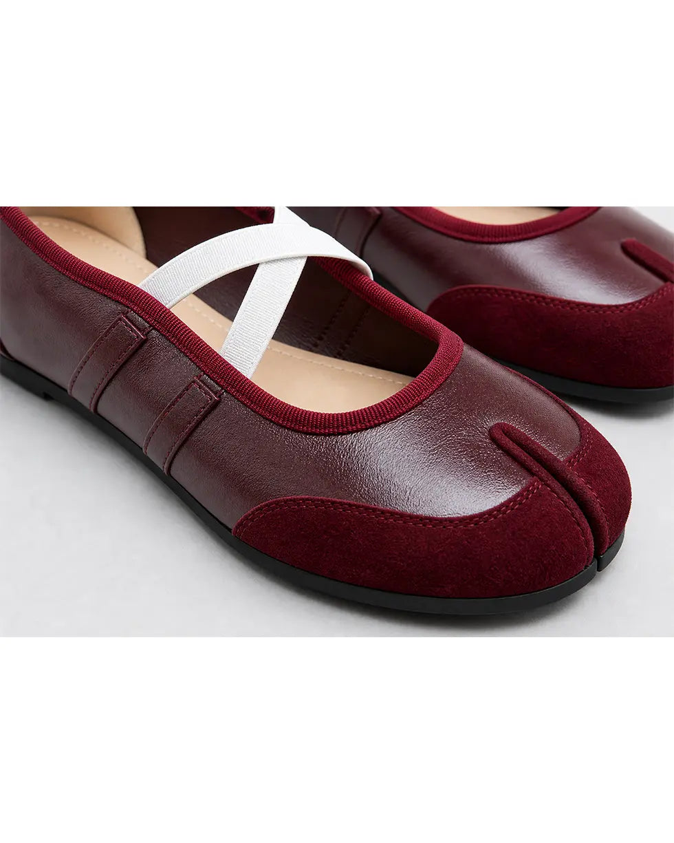 Shoezea Split-Toe Tabi Ballet Sneakers with Crisscross Straps