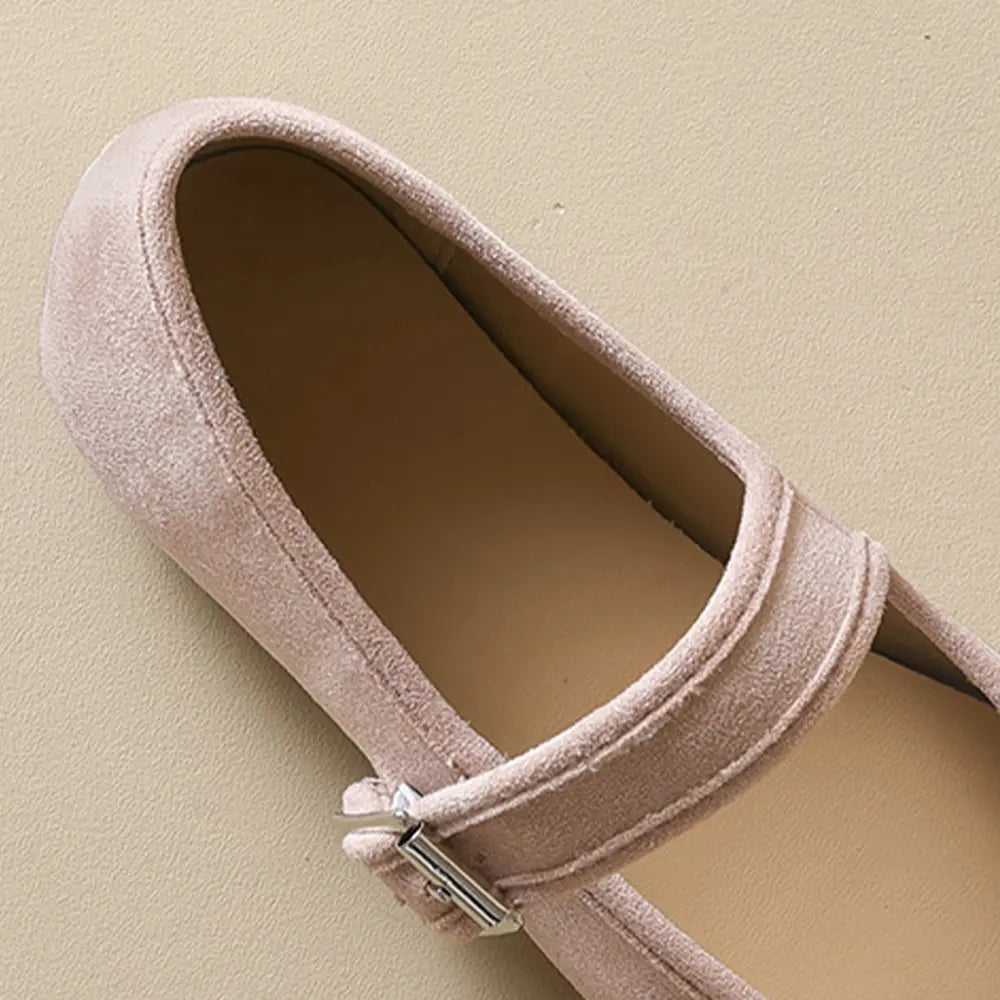 Shoezea French Mary Jane Ballet Flats – Soft Suede Round Toe Shoes