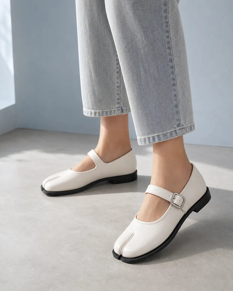 Shoezea Women’s Split-Toe Mary Jane Tabi Shoes with Adjustable Comfort Strap