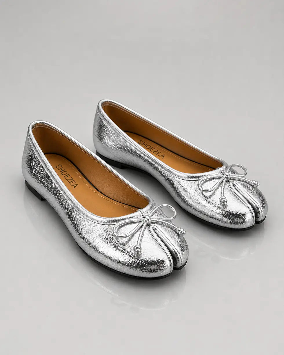 Shoezea Women’s Split-Toe Tabi Ballet Flats with Elegant Bow Detail
