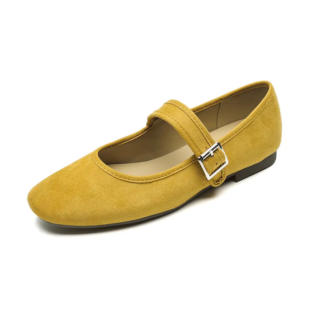 Shoezea French Mary Jane Ballet Flats – Soft Suede Round Toe Shoes
