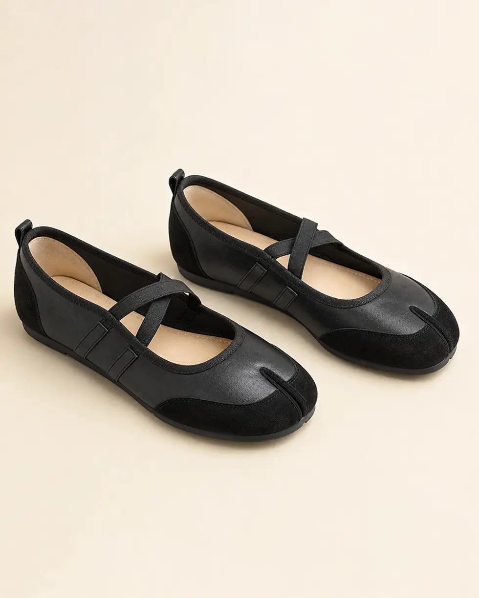 Shoezea Split-Toe Tabi Ballet Sneakers with Crisscross Straps