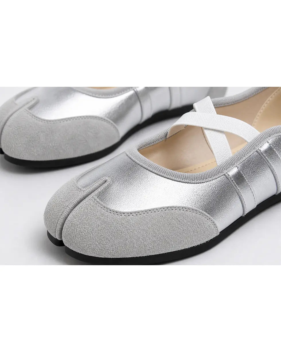 Shoezea Split-Toe Tabi Ballet Sneakers with Crisscross Straps