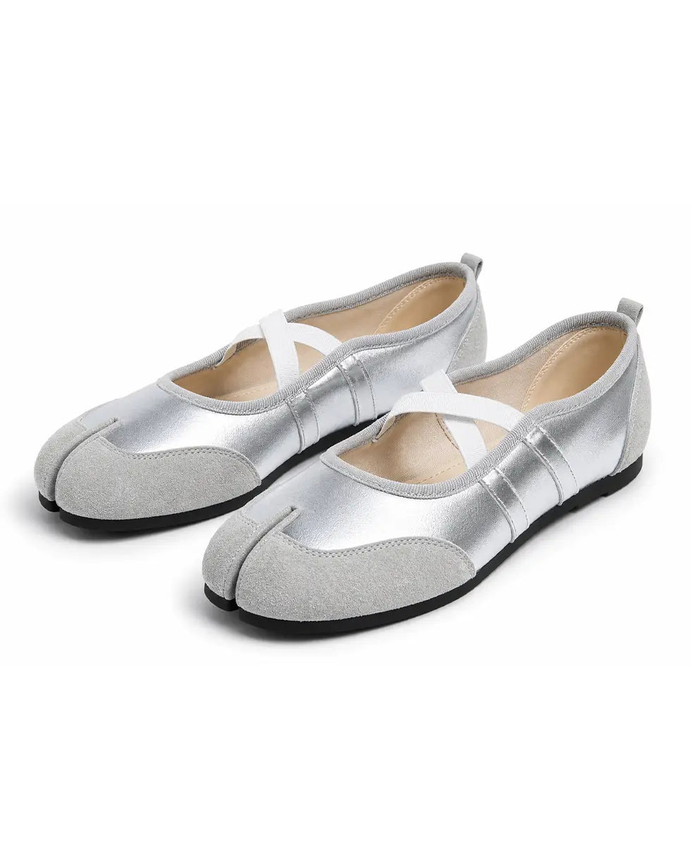 Shoezea Split-Toe Tabi Ballet Sneakers with Crisscross Straps