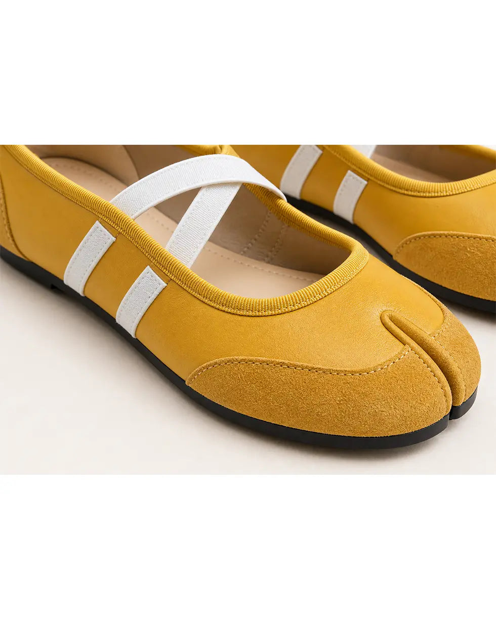 Shoezea Split-Toe Tabi Ballet Sneakers with Crisscross Straps