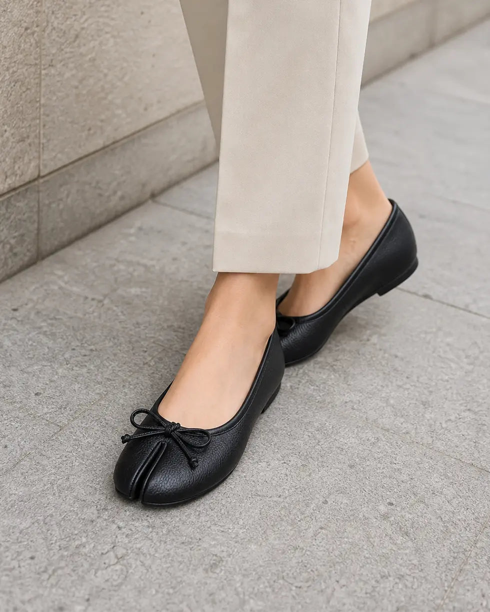 Shoezea Women’s Split-Toe Tabi Ballet Flats with Elegant Bow Detail