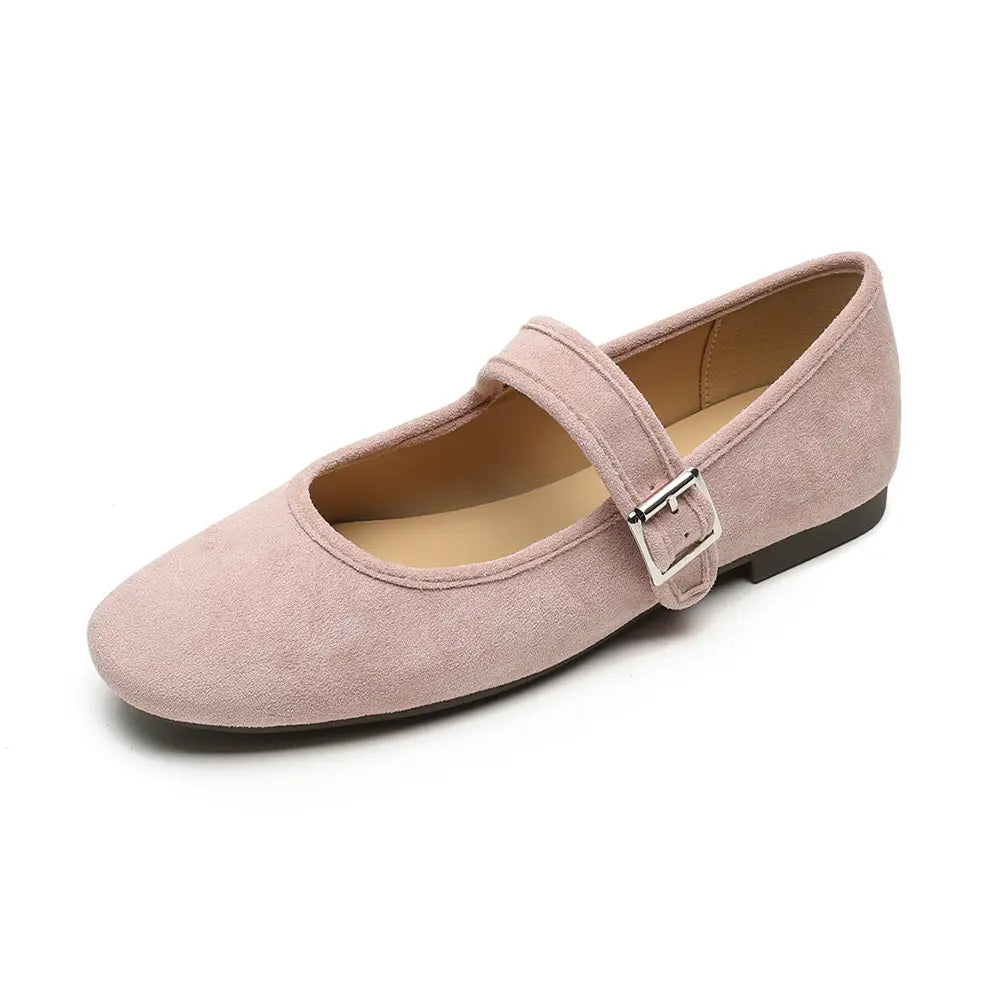 Shoezea French Mary Jane Ballet Flats – Soft Suede Round Toe Shoes