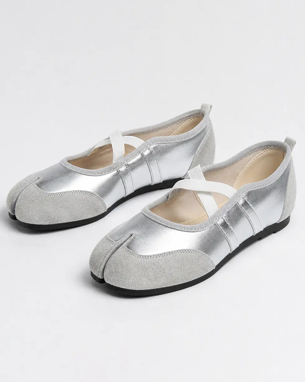 Shoezea Split-Toe Tabi Ballet Sneakers with Crisscross Straps