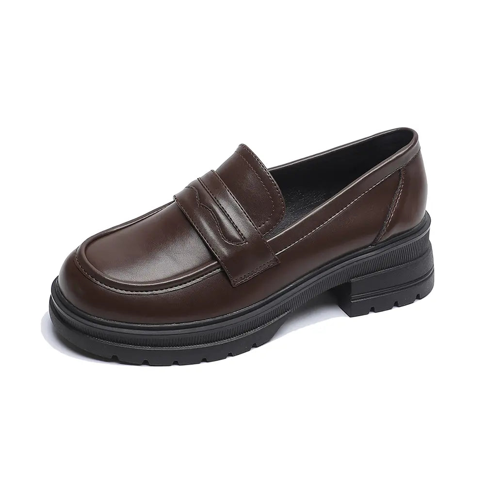 Shoezea Vintage Inspired Loafers – Soft Sole Block Heel Shoes for Women