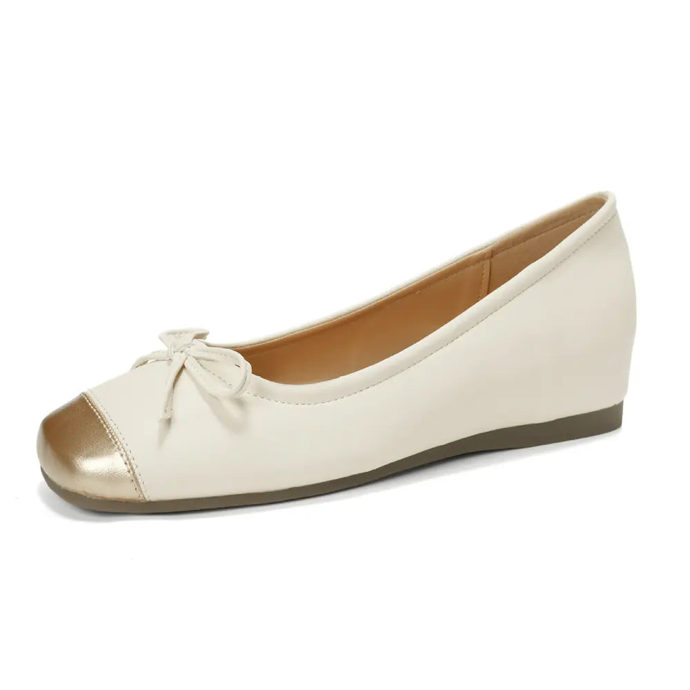 Shoezea Square Toe Ballet Flats – Women’s Hidden Heel Bow Flats