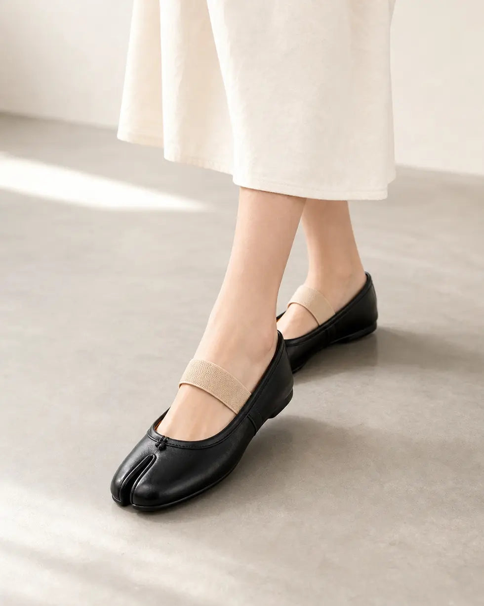 Shoezea Split-Toe Tabi Flats with Wide Comfort Band