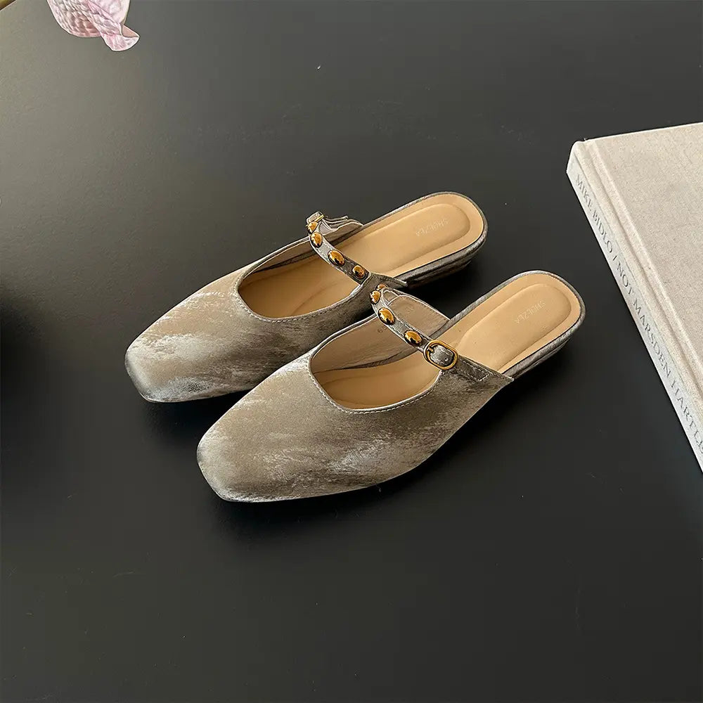 Shoezea Women’s Summer Mule Heels – Elegant Square Toe Satin Slides