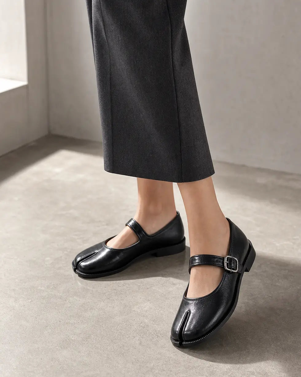 Shoezea Women’s Split-Toe Mary Jane Tabi Shoes with Adjustable Comfort Strap