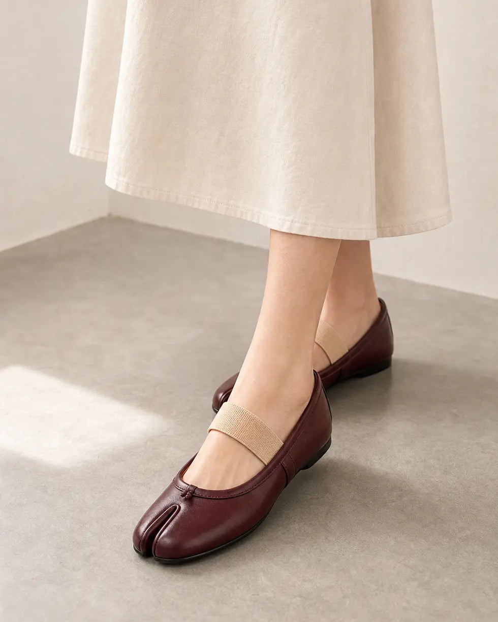Shoezea Split-Toe Tabi Flats with Wide Comfort Band
