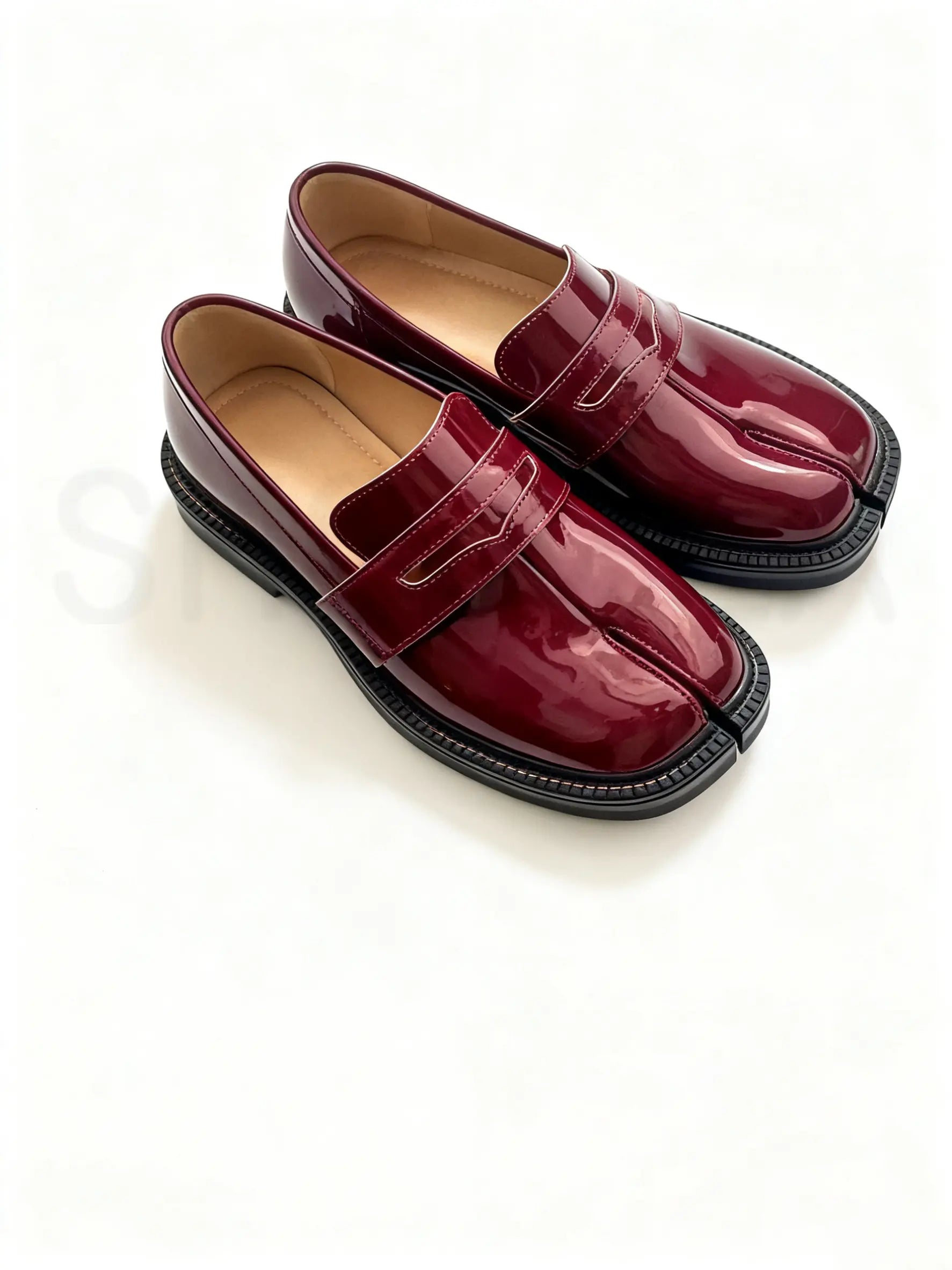 Shoezea Split-Toe Tabi Loafers with Chunky Block Heel