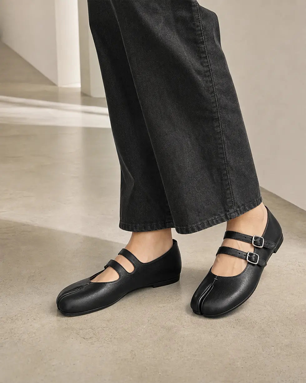 Shoezea Women’s Split-Toe Tabi Ballet Flats with Double Adjustable Straps