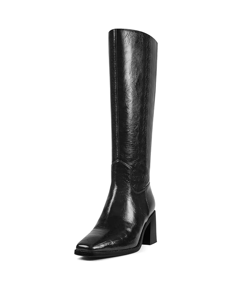 Shoezea Women's Knee High Boots Chunky Heel Square Toe Tall Boots