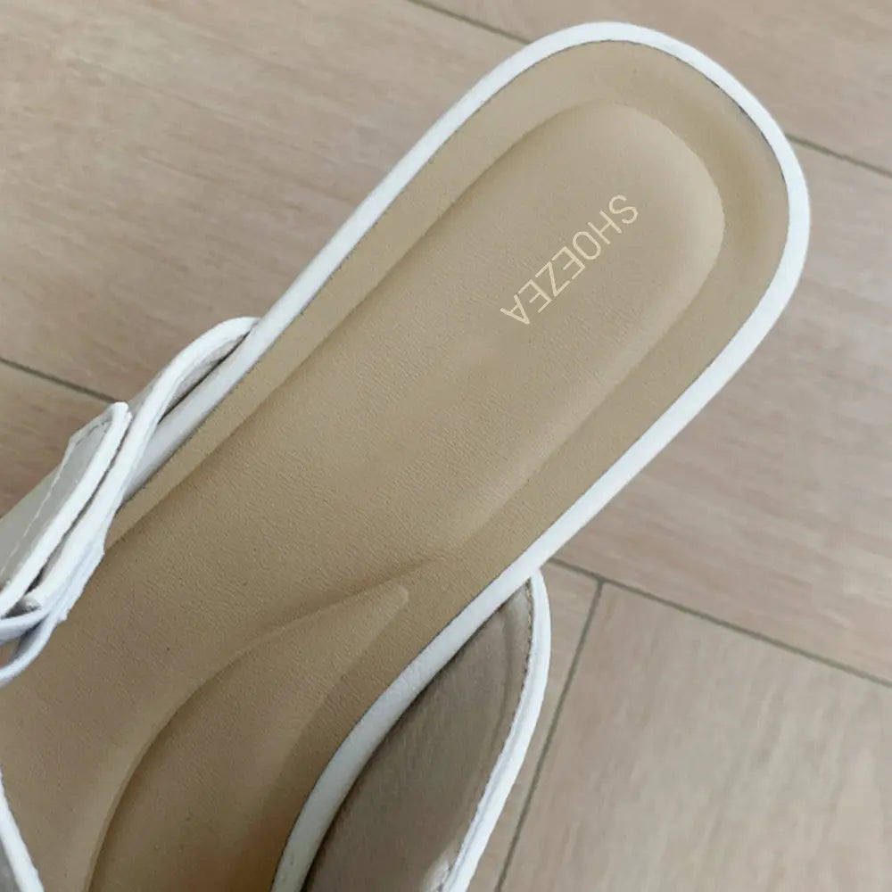 Shoezea Women’s Summer Mule Heels – Elegant Square Toe Satin Slides