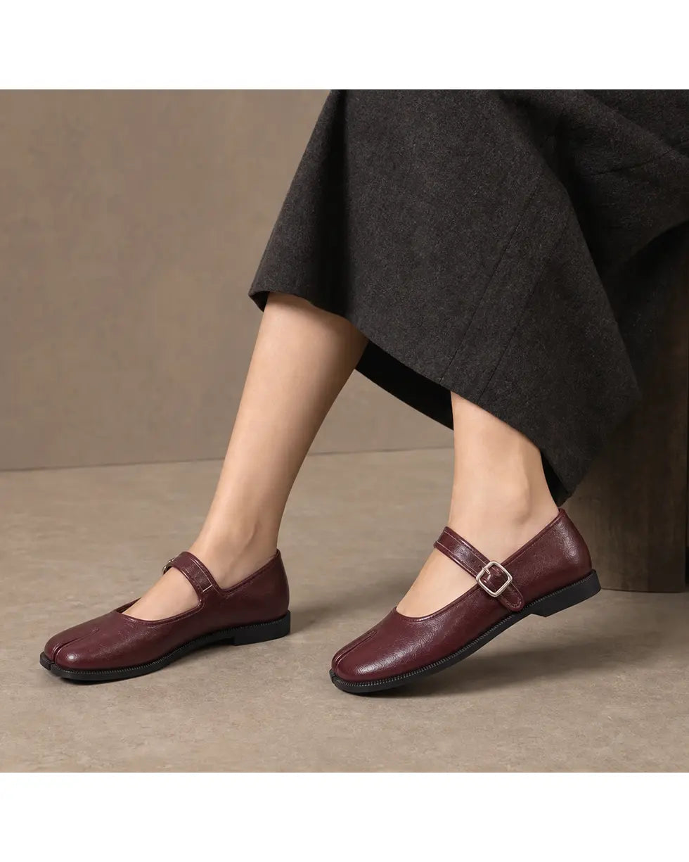 Shoezea Women’s Split-Toe Mary Jane Tabi Shoes with Adjustable Comfort Strap