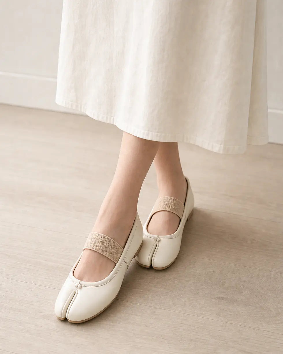Shoezea Split-Toe Tabi Flats with Wide Comfort Band