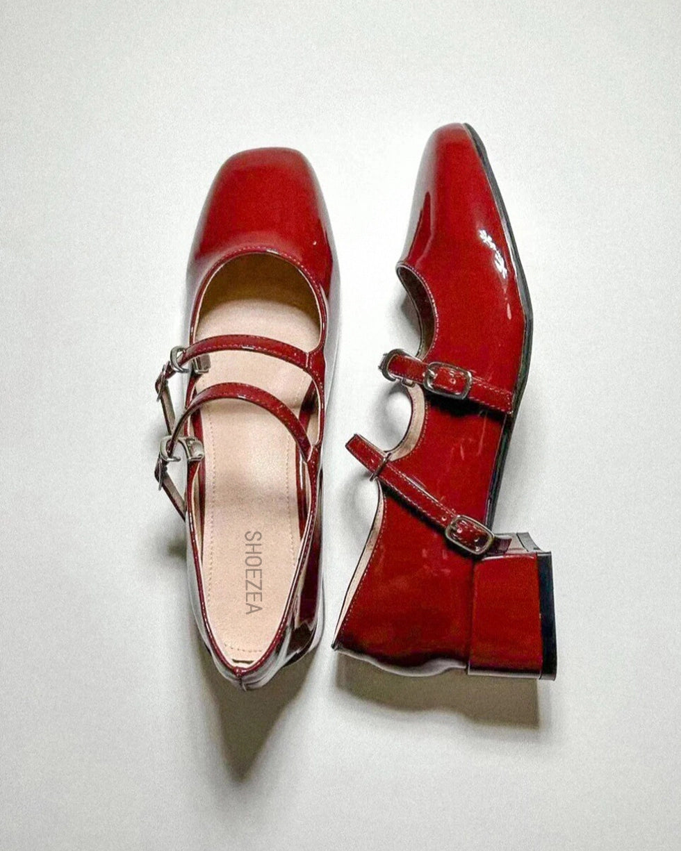 Shoezea Double Strap Mary Jane Heels