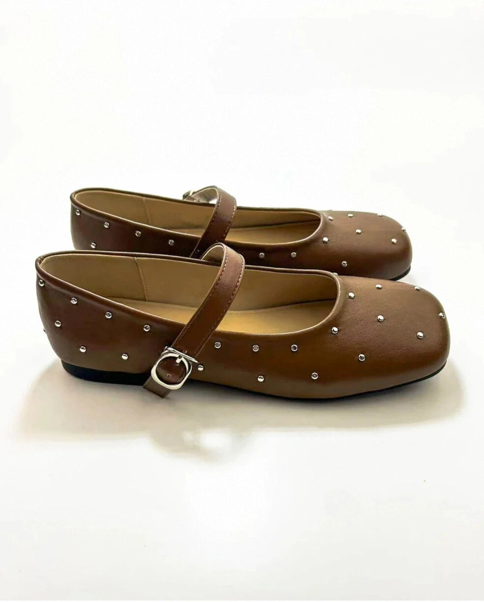 Shoezea Studded Square Toe Mary Janes