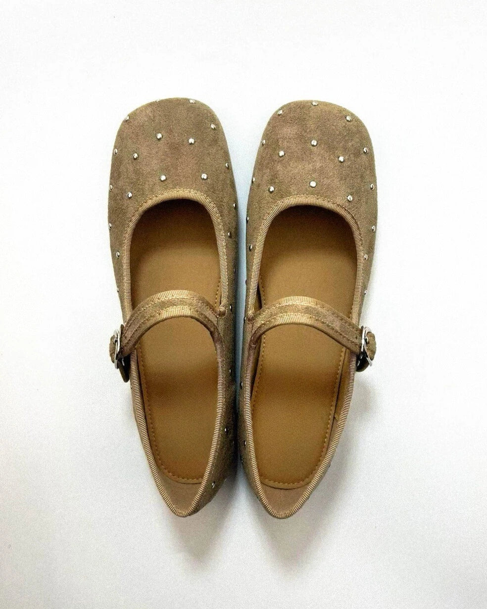 Shoezea Studded Suede Mary Janes