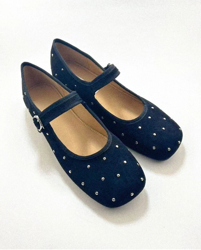 Shoezea Studded Suede Mary Janes