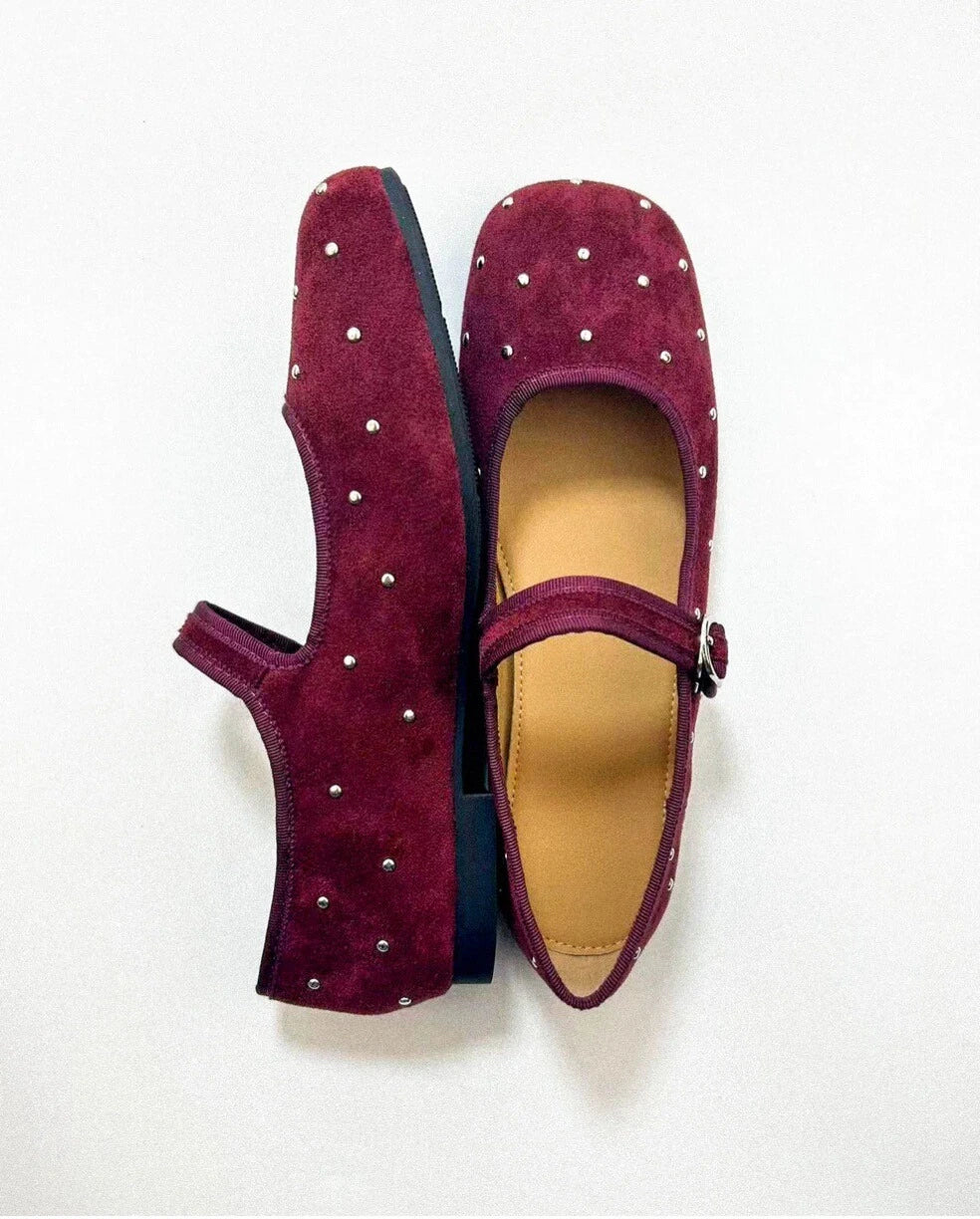 Shoezea Studded Suede Mary Janes