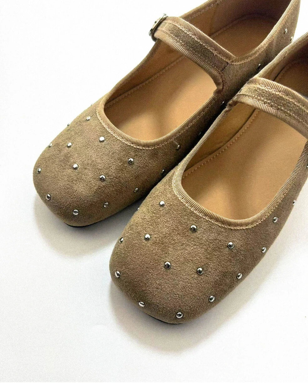 Shoezea Studded Suede Mary Janes