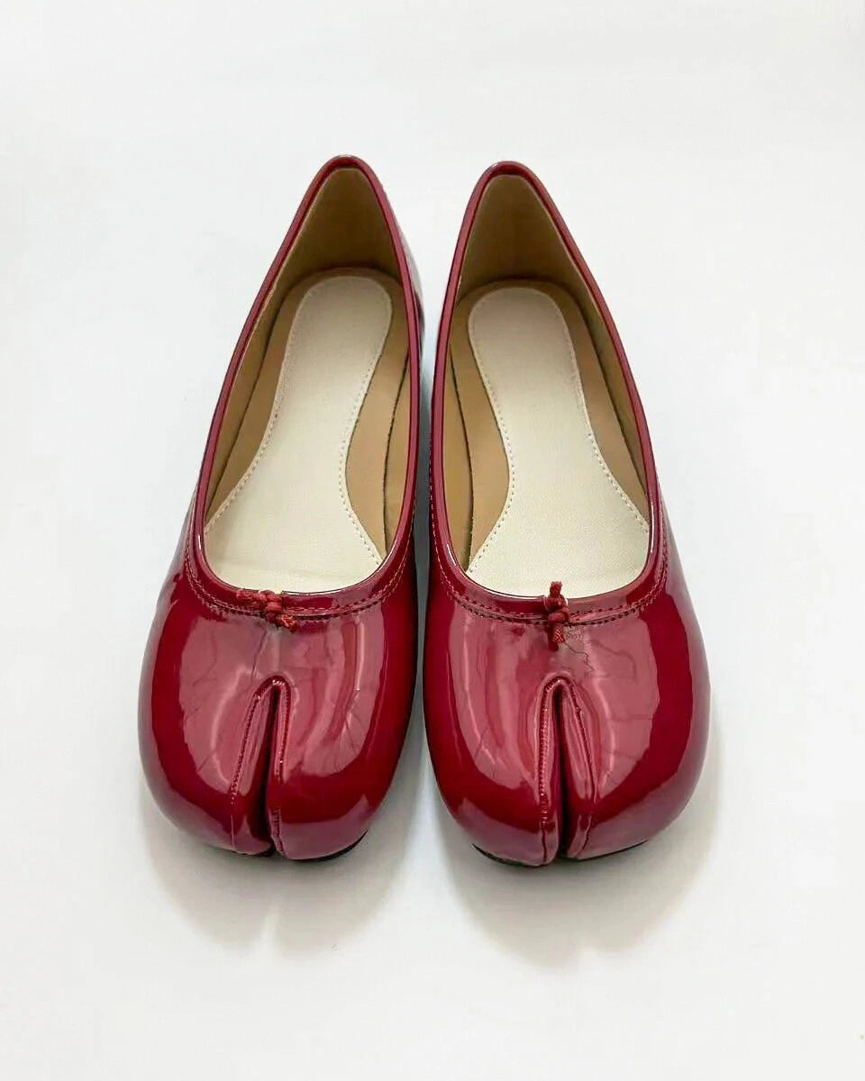 Shoezea Patent Leather Tabi Ballet Flats