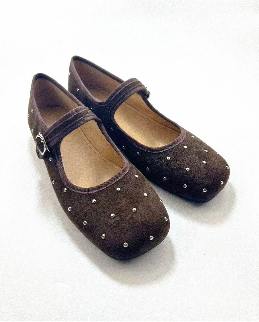 Shoezea Studded Suede Mary Janes