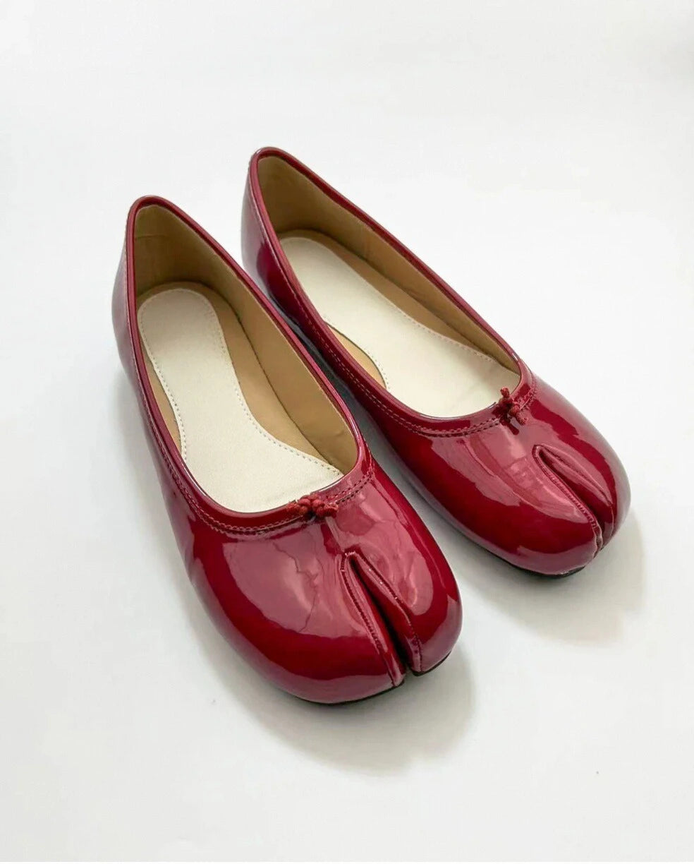 Shoezea Patent Leather Tabi Ballet Flats