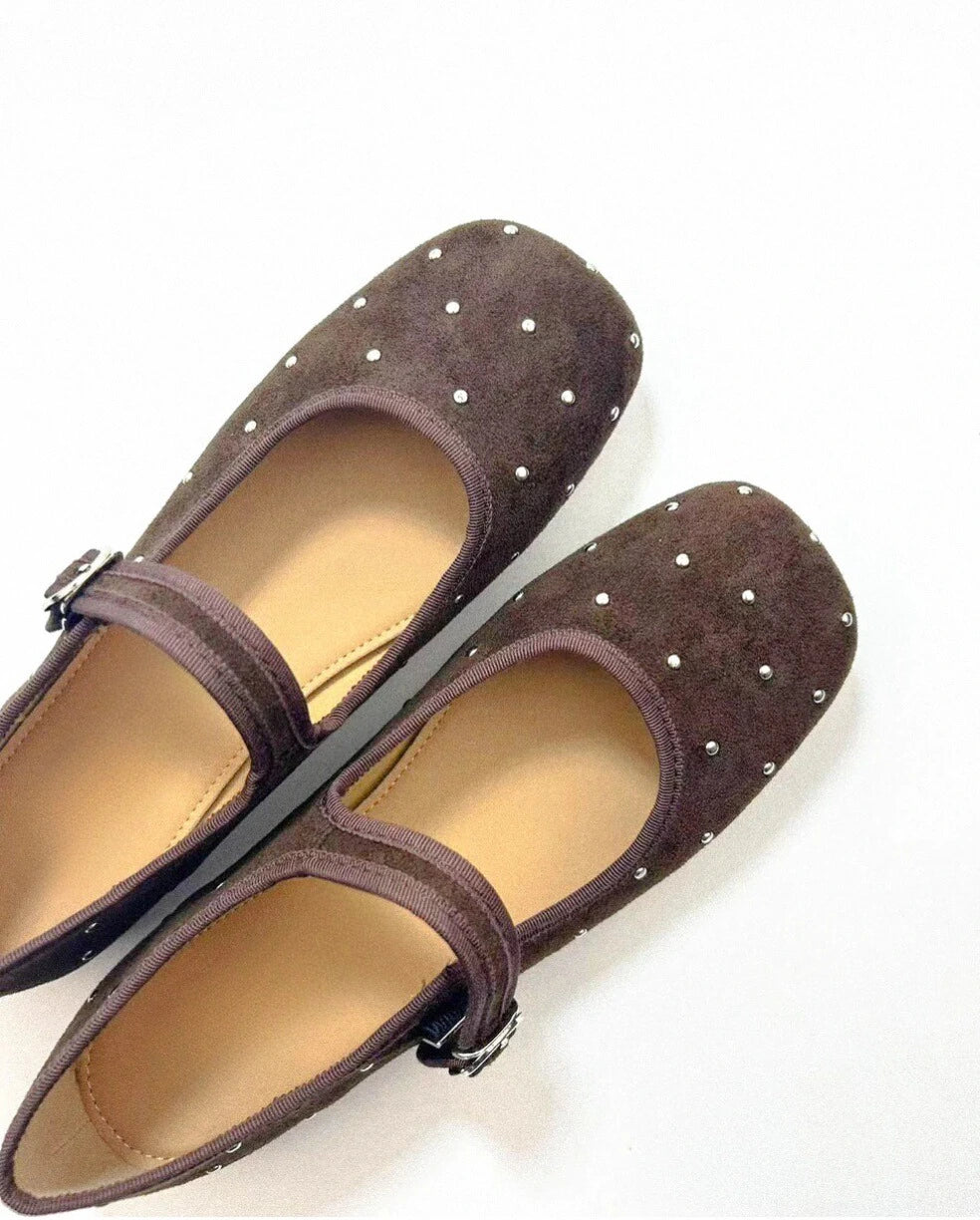 Shoezea Studded Suede Mary Janes