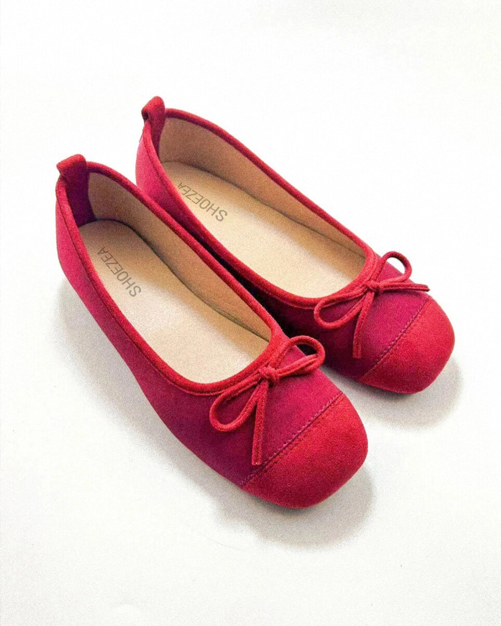 Round Toe Tie Bow Ballet Flats