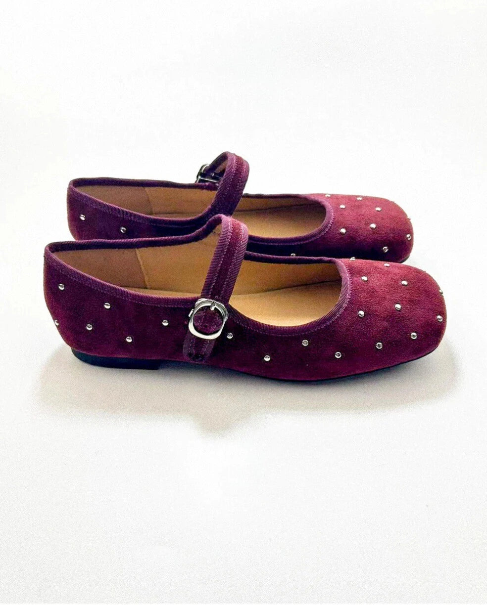 Shoezea Studded Suede Mary Janes