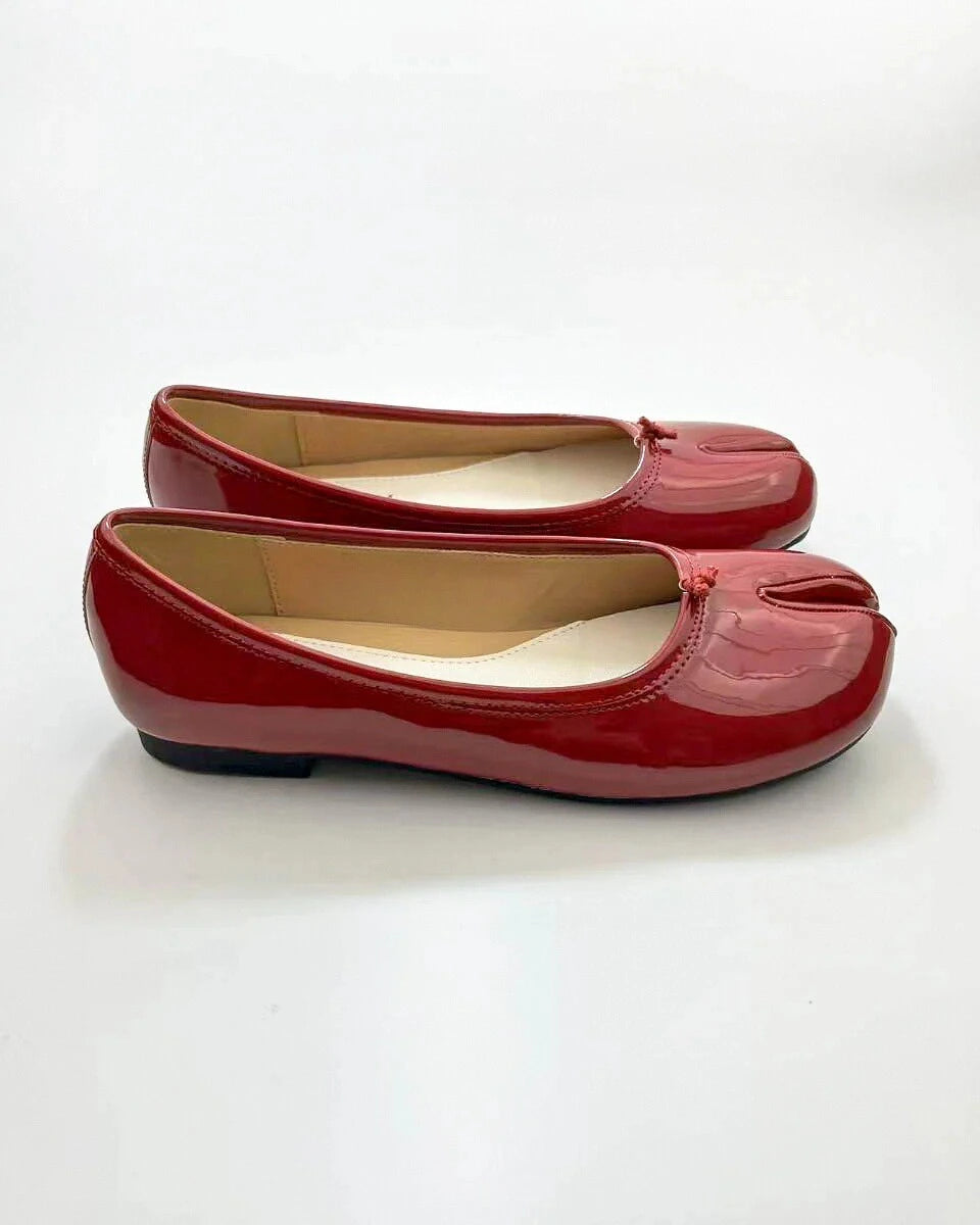 Shoezea Patent Leather Tabi Ballet Flats