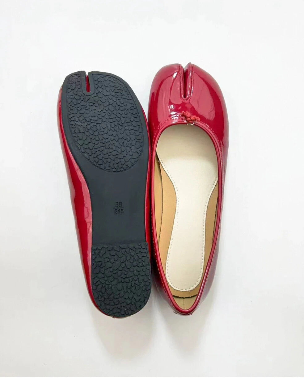 Shoezea Patent Leather Tabi Ballet Flats