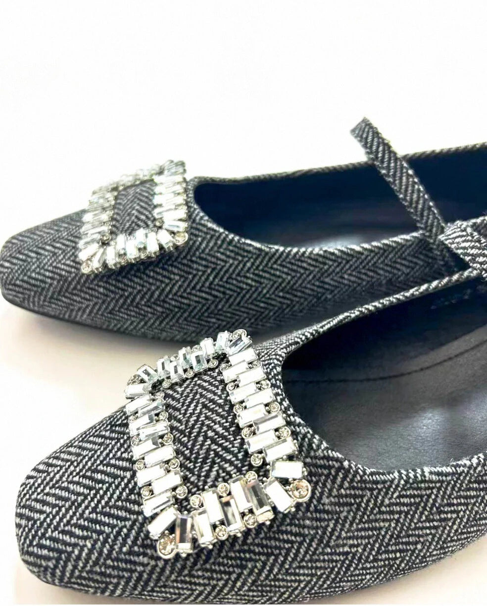 Shoezea Rhinestones Plaid Mary Janes