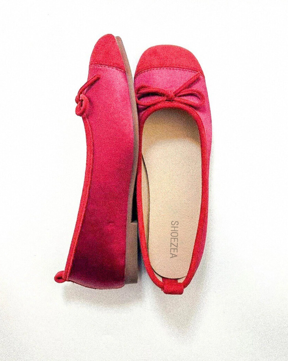 Round Toe Tie Bow Ballet Flats