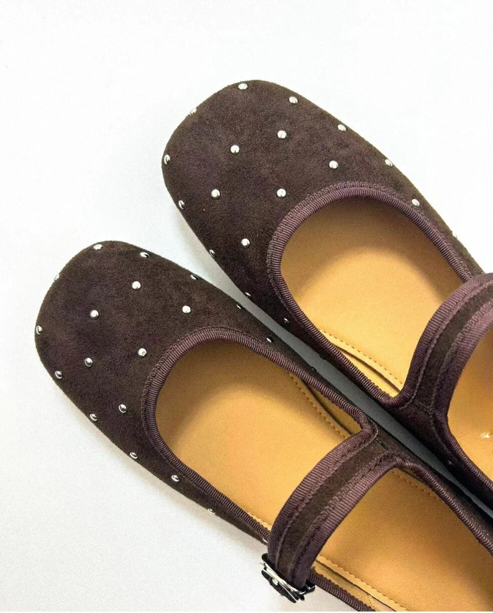 Shoezea Studded Suede Mary Janes