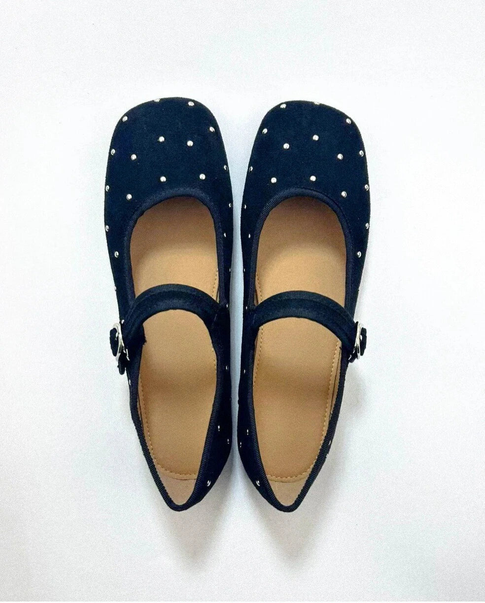 Shoezea Studded Suede Mary Janes