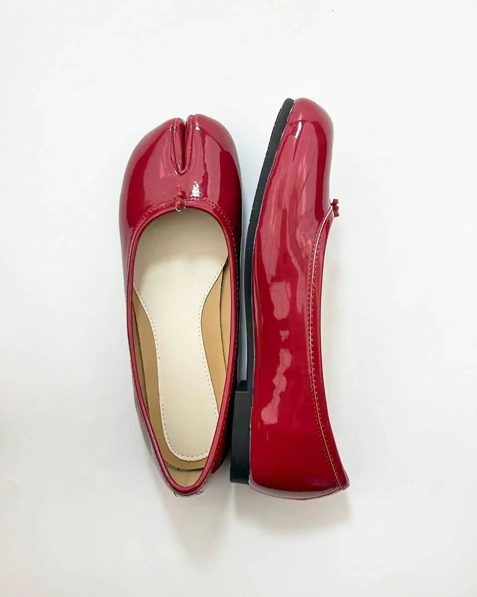 Shoezea Patent Leather Tabi Ballet Flats