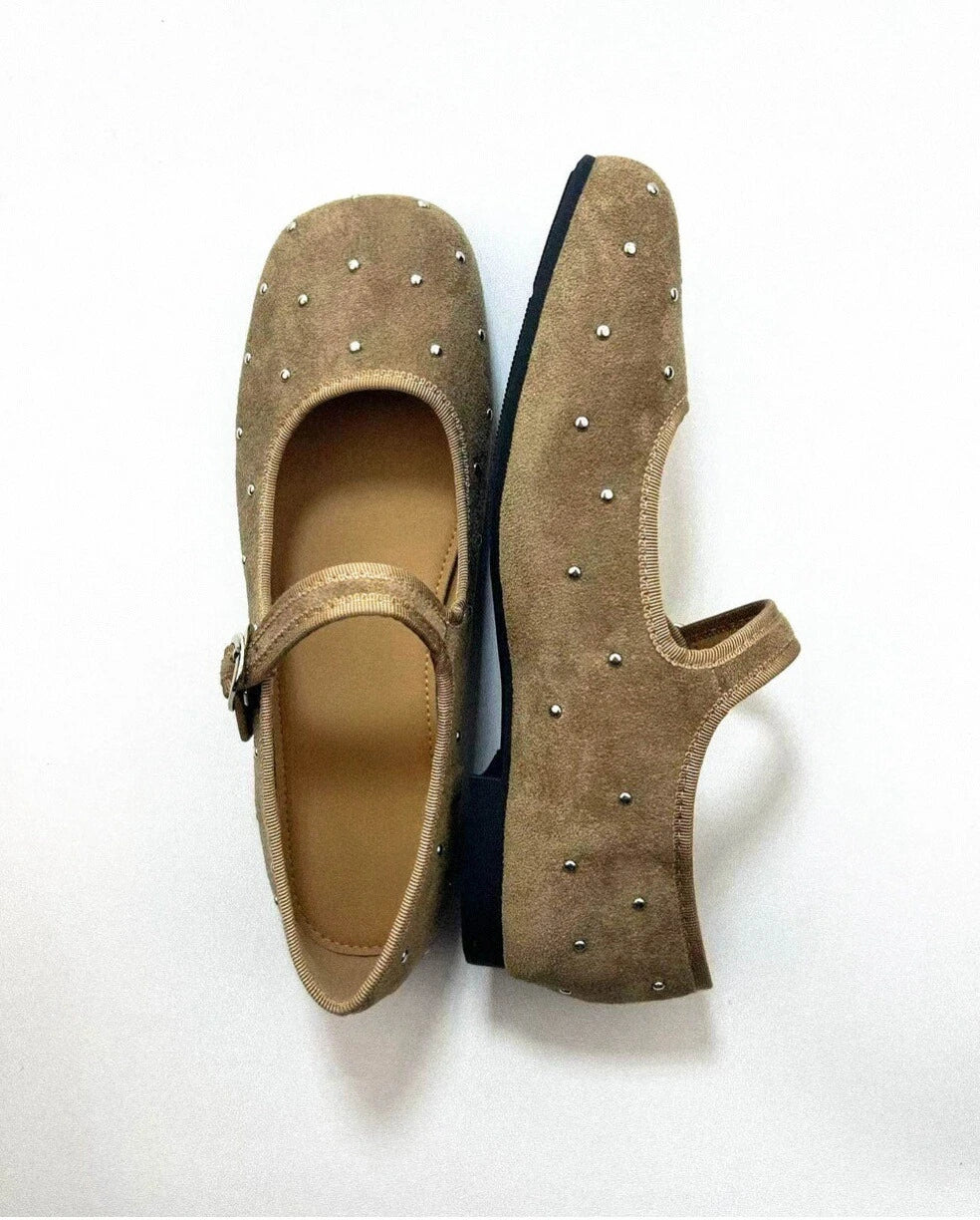 Shoezea Studded Suede Mary Janes